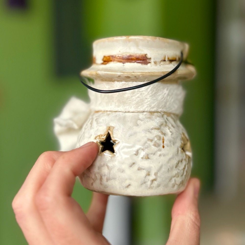 Vintage Snowman Winter Seasonal Festive Pottery Ceramic Tealight Candle Holder - Picture 7 of 12